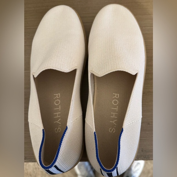 Rothy's Shoes - Rothy's Slip-On Cream and Blue Women's Loafers size 9.5 like new